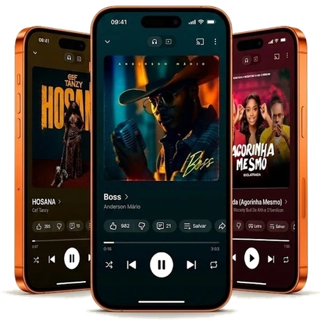 Capas de músicas angolanas do top HitsRadar em ecrãs de telemóvel